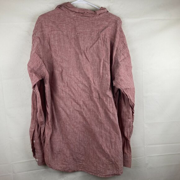 Jos A Bank 100% Linen Long Sleeve Button Up Mens L Shirt Heather Sun Washed Red - Picture 4 of 4